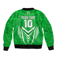 Custom Kimbe Cutters Rugby Sleeve Zip Bomber Jacket Papua New Guinea Polynesian Tattoo Green Version LT03 - Polynesian Pride