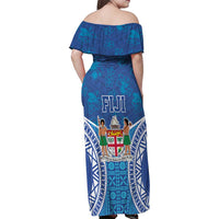 Fiji Day Family Matching Off Shoulder Maxi Dress and Hawaiian Shirt Fijian Masi Tribal Hibiscus Tattoo and Tapa Pattern