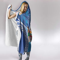 Fiji Day Hooded Blanket Fijian Masi Tribal Hibiscus Tattoo and Tapa Pattern