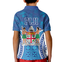 Fiji Day Kid Polo Shirt Fijian Masi Tribal Hibiscus Tattoo and Tapa Pattern