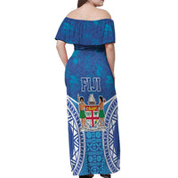 Fiji Day Off Shoulder Maxi Dress Fijian Masi Tribal Hibiscus Tattoo and Tapa Pattern