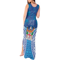 Fiji Day Tank Maxi Dress Fijian Masi Tribal Hibiscus Tattoo and Tapa Pattern