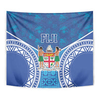 Fiji Day Tapestry Fijian Masi Tribal Hibiscus Tattoo and Tapa Pattern