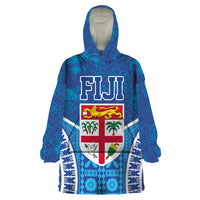 Fiji Day Wearable Blanket Hoodie Fijian Masi Tribal Hibiscus Tattoo and Tapa Pattern