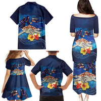 Polynesian Scuba Diving Family Matching Puletasi and Hawaiian Shirt Honu with Hibiscus and Plumeria Flower and Tapa Tribal Pattern LT03 - Polynesian Pride