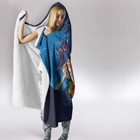 Polynesian Scuba Diving Hooded Blanket Honu with Hibiscus and Plumeria Flower and Tapa Tribal Pattern