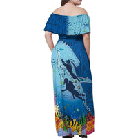 Polynesian Scuba Diving Family Matching Off Shoulder Maxi Dress and Hawaiian Shirt Beauty Corals with Underwater and Polynesian Pattern LT03 - Polynesian Pride