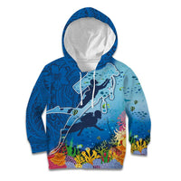 Polynesian Scuba Diving Kid Hoodie Beauty Corals with Underwater and Polynesian Pattern