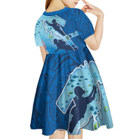 Polynesian Scuba Diving Kid Short Sleeve Dress Beauty Corals with Underwater and Polynesian Pattern LT03 - Polynesian Pride