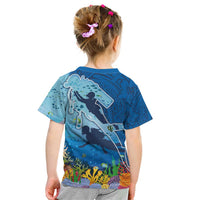 Polynesian Scuba Diving Kid T Shirt Beauty Corals with Underwater and Polynesian Pattern LT03 - Polynesian Pride