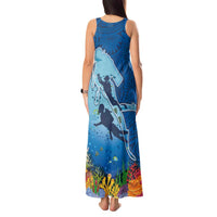 Polynesian Scuba Diving Tank Maxi Dress Beauty Corals with Underwater and Polynesian Pattern