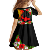 Hawaii Maui Island Family Matching Short Sleeve Bodycon Dress and Hawaiian Shirt Maui Map With Tropical Forest Sunset Vibe LT03 - Polynesian Pride