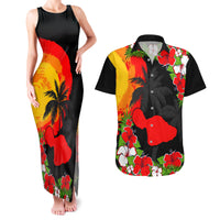 Custom Hawaii Maui Island Couples Matching Tank Maxi Dress and Hawaiian Shirt Maui Map With Tropical Forest Sunset Vibe LT03 Black - Polynesian Pride