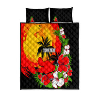 Custom Hawaii Maui Island Quilt Bed Set Maui Map With Tropical Forest Sunset Vibe LT03 Black - Polynesian Pride