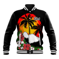 Hawaii Maui Island Baseball Jacket Maui Map With Tropical Forest Vintage Style LT03 Unisex Black - Polynesian Pride