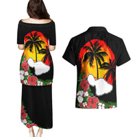 Hawaii Maui Island Couples Matching Puletasi Dress and Hawaiian Shirt Maui Map With Tropical Forest Vintage Style LT03 - Polynesian Pride