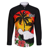 Hawaii Maui Island Family Matching Puletasi Dress and Hawaiian Shirt Maui Map With Tropical Forest Vintage Style LT03 Dad's Shirt - Long Sleeve Black - Polynesian Pride