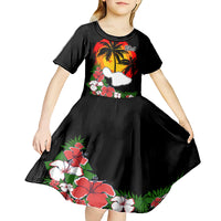 Hawaii Maui Island Kid Short Sleeve Dress Maui Map With Tropical Forest Vintage Style LT03 - Polynesian Pride