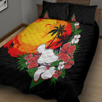 Hawaii Maui Island Quilt Bed Set Maui Map With Tropical Forest Vintage Style LT03 - Polynesian Pride