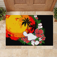 Hawaii Maui Island Rubber Doormat Maui Map With Tropical Forest Vintage Style LT03 - Polynesian Pride