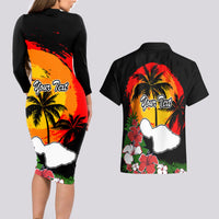 Custom Hawaii Maui Island Couples Matching Long Sleeve Bodycon Dress and Hawaiian Shirt Maui Map With Tropical Forest Vintage Style LT03 - Polynesian Pride