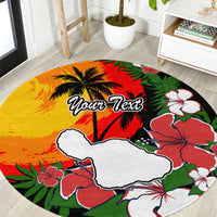 Custom Hawaii Maui Island Round Carpet Maui Map With Tropical Forest Vintage Style LT03 Black - Polynesian Pride