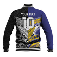 Custom Rugby Niue and Aotearoa Baseball Jacket Hiapo with Maori Moko Tribal Heritage Tattoos LT03 - Polynesian Pride