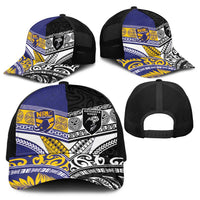 Niue and Aotearoa Rugby Baseball Net Cap Hiapo with Maori Moko Tribal Heritage Tattoos LT03 - Polynesian Pride