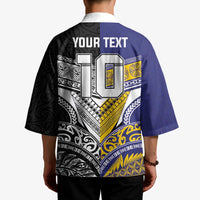Custom Rugby Niue and Aotearoa Kimono Hiapo with Maori Moko Tribal Heritage Tattoos - Polynesian Pride