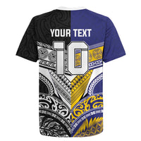 Custom Rugby Niue and Aotearoa Rugby Jersey Hiapo with Maori Moko Tribal Heritage Tattoos - Polynesian Pride