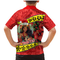 Personalised Hawaii Christmas Family Matching Mermaid Dress and Hawaiian Shirt Hula Girl Hibiscus With Hawaiian Style Tribal Fabric Patchwork LT03 - Polynesian Pride