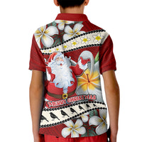 Tahiti Christmas Kid Polo Shirt Tiare Flowers and Pomarea Nigra with Polynesian Pattern LT03 - Polynesian Pride