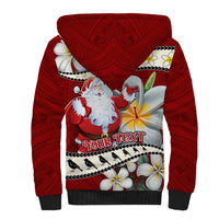 Personalised Tahiti Christmas Sherpa Hoodie Tiare Flowers and Pomarea Nigra with Polynesian Pattern LT03 - Polynesian Pride
