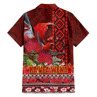 Hawaii KaʻUla Wena ʻIʻiwi Family Matching Short Sleeve Bodycon Dress and Hawaiian Shirt With Tropical Plants and 'Ohi'a lehua Kakau Art Tattoo