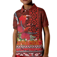 Hawaii KaʻUla Wena ʻIʻiwi Kid Polo Shirt With Tropical Plants and 'Ohi'a lehua Kakau Art Tattoo