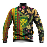 Hawaiian Tropical Plants Lei Baseball Jacket Kanaka Maoli Tribal with Palaka Motifs - Polynesian Pride