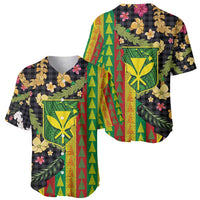 Hawaiian Tropical Plants Lei Baseball Jersey Kanaka Maoli Tribal with Palaka Motifs - Polynesian Pride