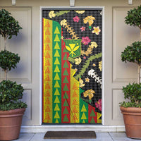 Hawaiian Tropical Plants Lei Door Cover Kanaka Maoli Tribal with Palaka Motifs - Polynesian Pride