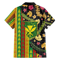 Hawaiian Tropical Plants Lei Family Matching Long Sleeve Bodycon Dress and Hawaiian Shirt Kanaka Maoli Tribal with Palaka Motifs - Polynesian Pride