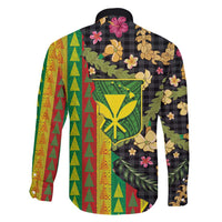 Hawaiian Tropical Plants Lei Family Matching Long Sleeve Bodycon Dress and Hawaiian Shirt Kanaka Maoli Tribal with Palaka Motifs - Polynesian Pride