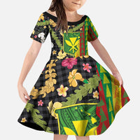 Hawaiian Tropical Plants Lei Family Matching Mermaid Dress and Hawaiian Shirt Kanaka Maoli Tribal with Palaka Motifs - Polynesian Pride