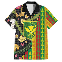 Hawaiian Tropical Plants Lei Family Matching Mermaid Dress and Hawaiian Shirt Kanaka Maoli Tribal with Palaka Motifs - Polynesian Pride