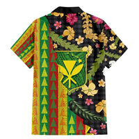 Hawaiian Tropical Plants Lei Family Matching Mermaid Dress and Hawaiian Shirt Kanaka Maoli Tribal with Palaka Motifs - Polynesian Pride