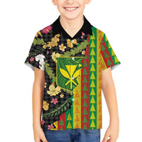 Hawaiian Tropical Plants Lei Family Matching Mermaid Dress and Hawaiian Shirt Kanaka Maoli Tribal with Palaka Motifs - Polynesian Pride