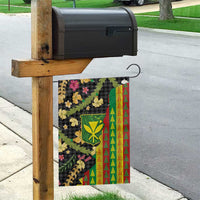 Hawaiian Tropical Plants Lei Garden Flag Kanaka Maoli Tribal with Palaka Motifs - Polynesian Pride