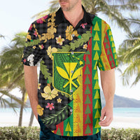 Hawaiian Tropical Plants Lei Hawaiian Shirt Kanaka Maoli Tribal with Palaka Motifs - Polynesian Pride