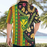 Hawaiian Tropical Plants Lei Hawaiian Shirt Kanaka Maoli Tribal with Palaka Motifs - Polynesian Pride