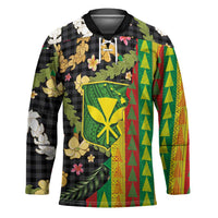 Hawaiian Tropical Plants Lei Hockey Jersey Kanaka Maoli Tribal with Palaka Motifs - Polynesian Pride