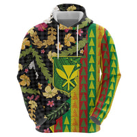 Hawaiian Tropical Plants Lei Hoodie Kanaka Maoli Tribal with Palaka Motifs - Polynesian Pride
