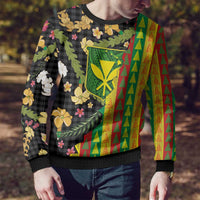 Hawaiian Tropical Plants Lei Ugly Christmas Sweater Kanaka Maoli Tribal with Palaka Motifs - Polynesian Pride